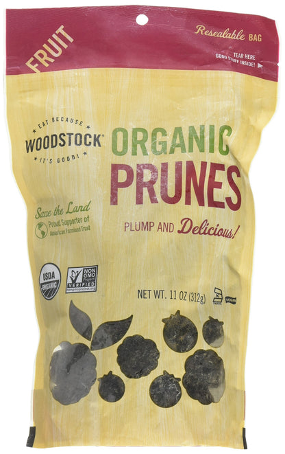 Woodstock Prunes, Organic, California Pitted, 11-Ounce (Pack of 2)