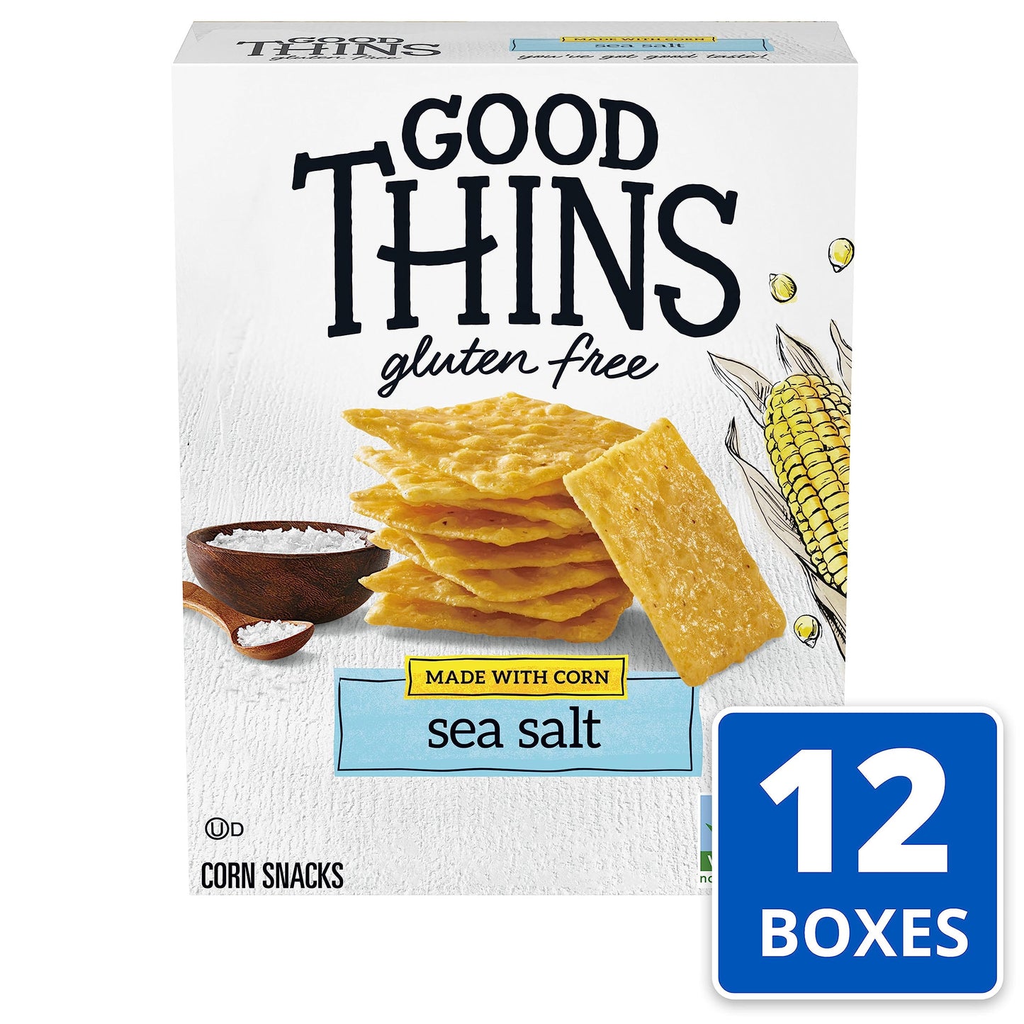 Good Thins Sea Salt Corn Snacks Gluten Free Crackers, 12 - 3.5 oz Boxes