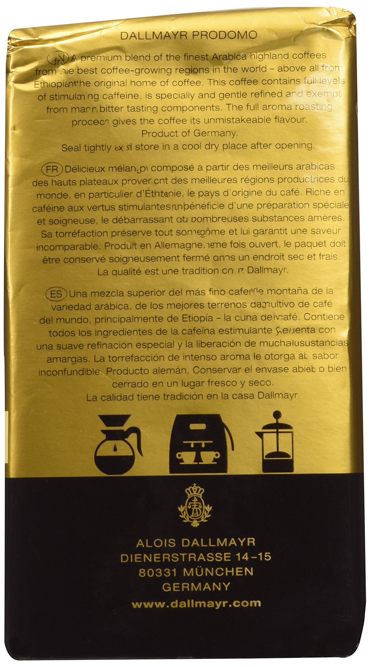Dallmayr Coffee Grnd Prodomo,Gold,8.8 Ounces