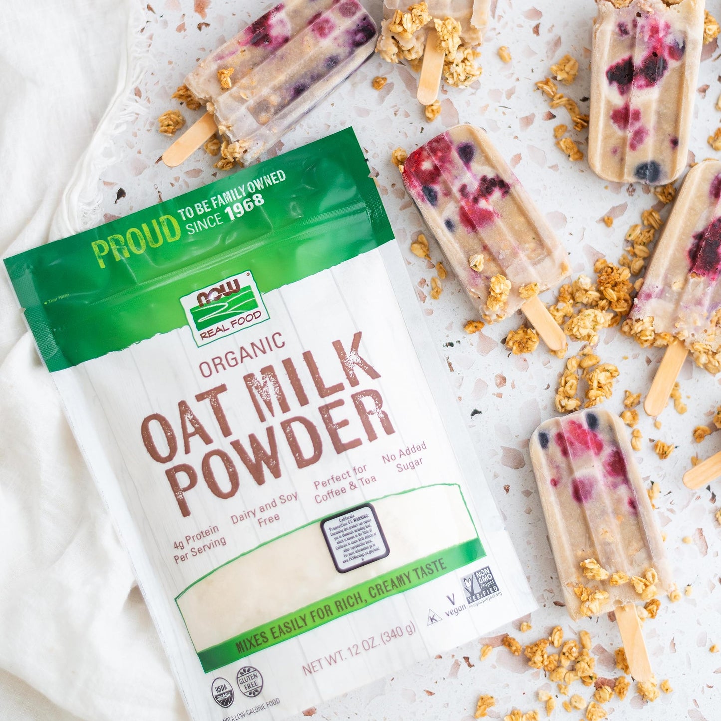 NOW Foods Organic Oat Milk Powder, Dairy & Soy Free, Vegan, Gluten Free, 12 Ounce, Off White, Model NOW05834