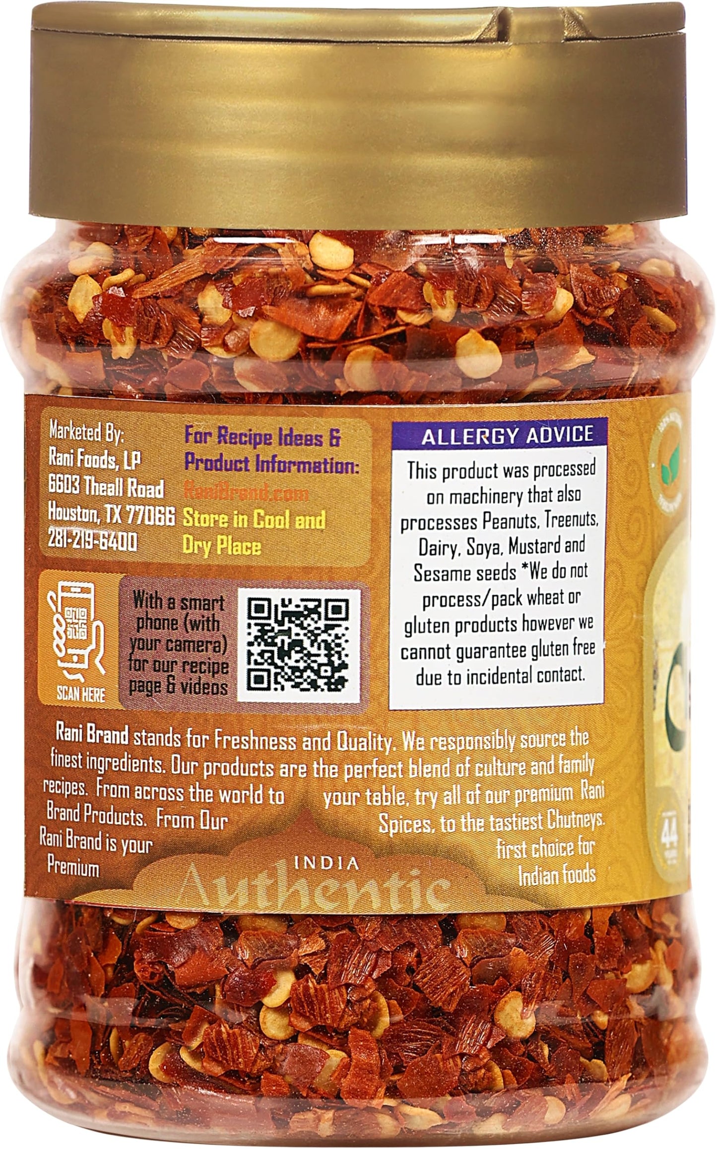 Rani Crushed Red Pepper Flakes Chilli (Pizza Type Cut) 2Oz (56G) Pet Jar ~ All Natural, No Color Added, Gluten Friendly | Vegan