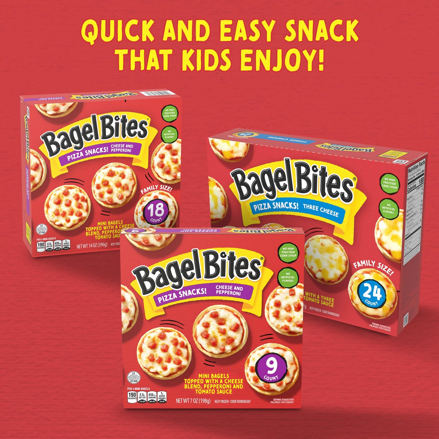 Bagel Bites Cheese & Pepperoni Mini Pizza Bagel Frozen Snacks, 9 ct Box
