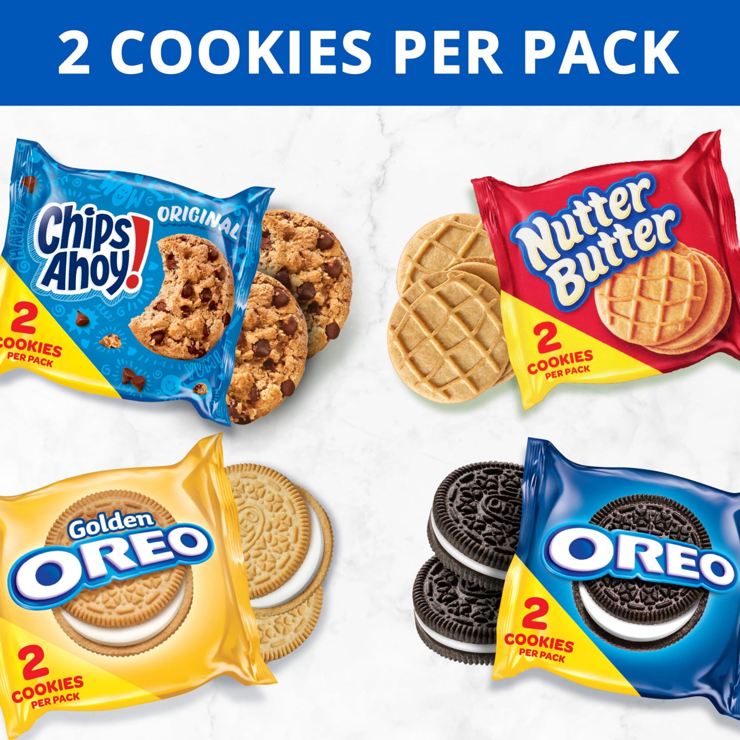 Oreo Original, Oreo Golden, Chips Ahoy! & Nutter Butter Cookie Snacks Variety Pack, 56 Snack Packs (2 Cookies Per Pack)