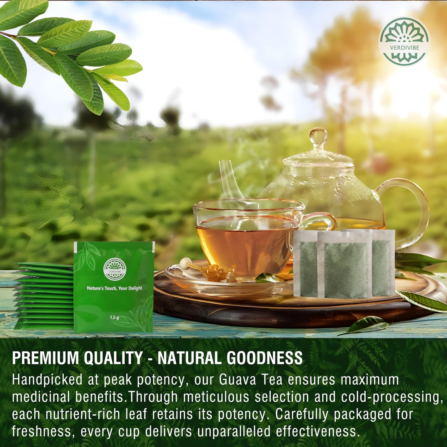 Premium Guava Leaves Tea Bags - Cold-Dried For Maximum Freshness And Nutrient Retention - 45 Hojas De Guayaba Leaf Tea Bags (45,