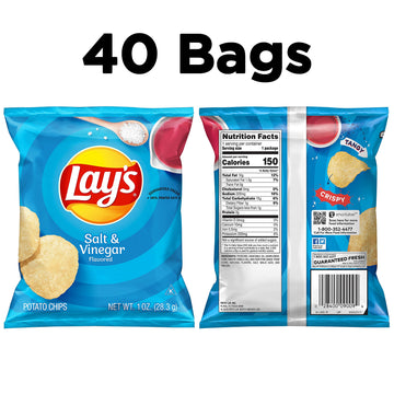 Lay'S Salt & Vinegar Flavored Potato Chips, (40 Count)