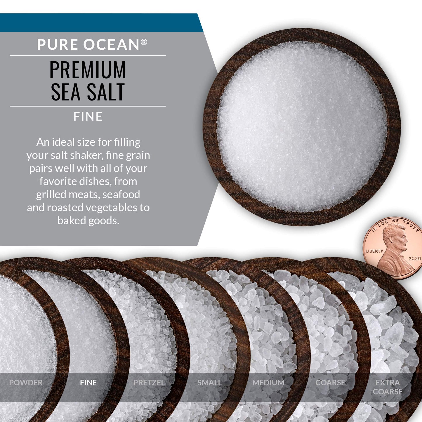 SaltWorks Pure Ocean Sea Salt, Fine Grain, 5 lb Bag, White Crystals, Model Ad-bm4-10365