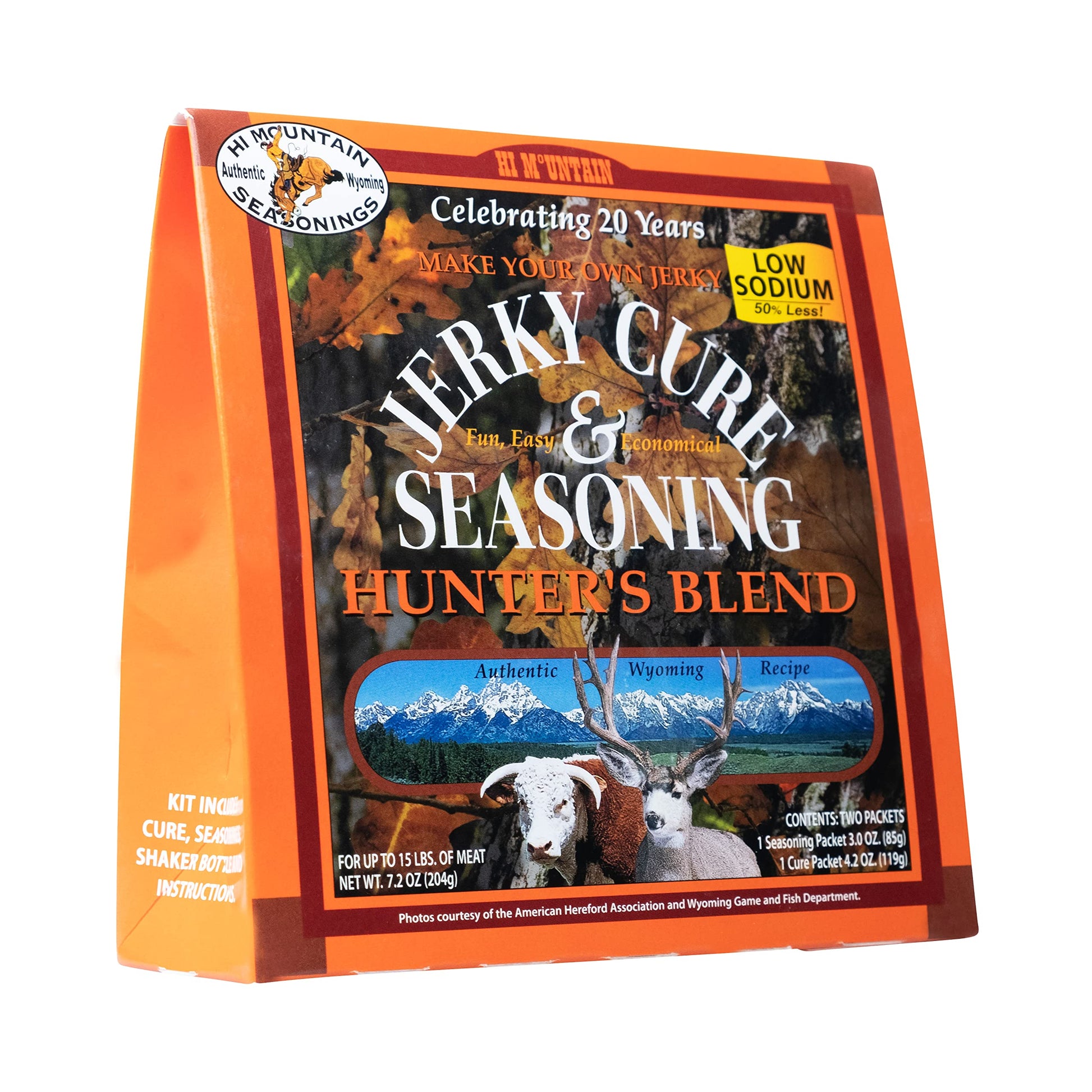 Hi Mountain Jerky Seasoning and Cure Kit - Low Sodium Hunters Blend, 7.2 oz - Ideal for Beef, Venison, Elk & Deer