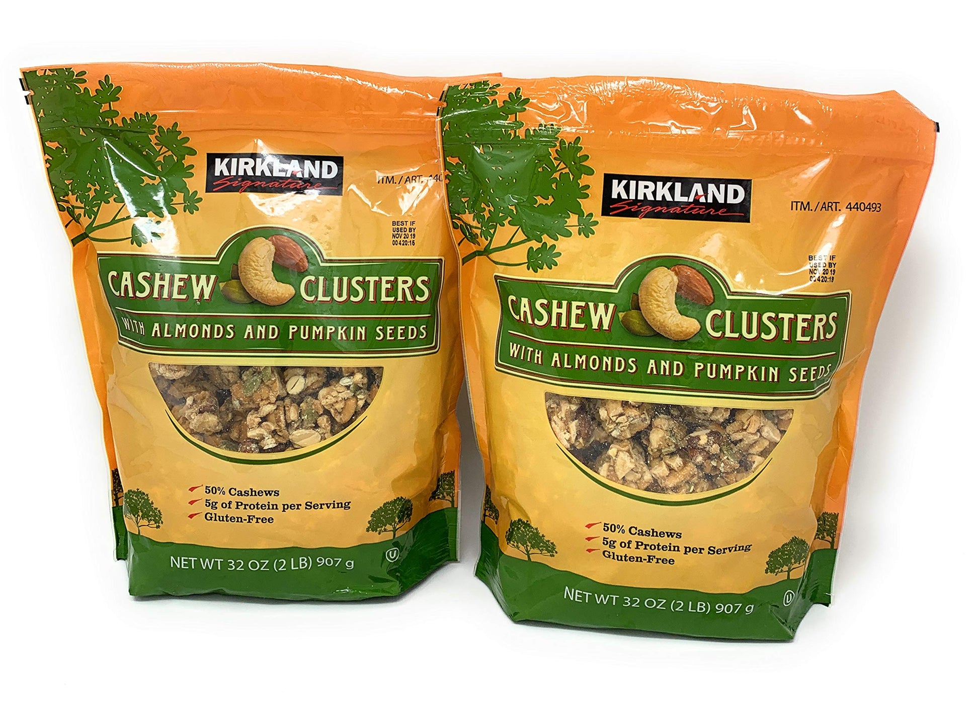 Kirkland Signature Cashew Clusters, 32 oz (2 Pack) - Nut Snack, Gluten-Free, No Artificial Ingredients