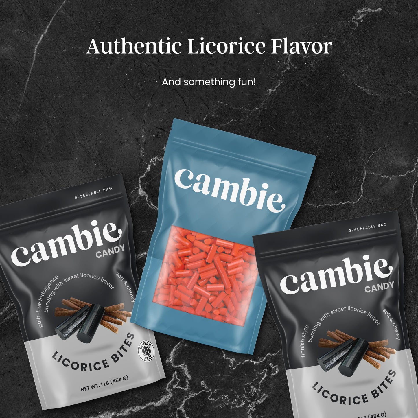 Cambie Soft Black Licorice  1 lb of Bold & Sweet Licorice Candy  Soft  Chewy & Bursting with Strong Flavor in Bite Sized Candy  Packaged in a Bulk Resealable Pouch