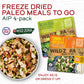 Wild Zora Paleo Freeze Dried Meals For Backpacking & Camping - Healthy Gluten Free & Grain Free Camping Meals/Backpacking Food + No Added Sugar - Great For Travel (Aip 4-Pack)