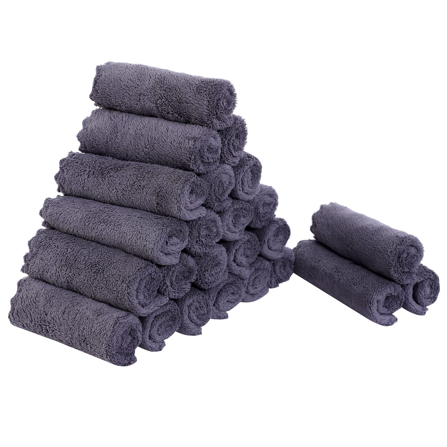 Sunny Zzzzz 24 Pack Kitchen Dishcloths (Grey, 10 X 10 Inch) - Does Not Shed Fluff - No Odor Reusable Dish Towels, Premium Dish C