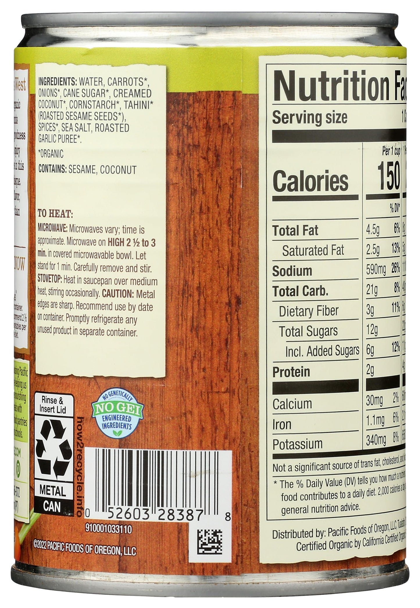 Pacific Foods, Organic Carrot Ginger Bisque, 16.3 Ounce