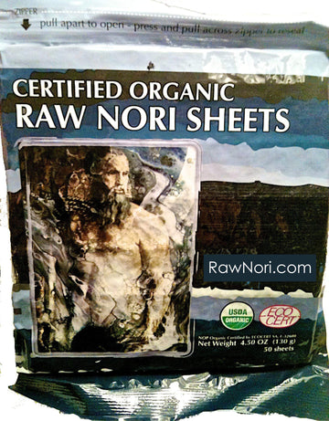 Raw Organic Nori Sheets 50 Qty Pack! - Certified Vegan, Raw, Kosher Sushi Wrap Papers - Premium Unheated, Un Cooked, Untoasted, Dried - Rawfood