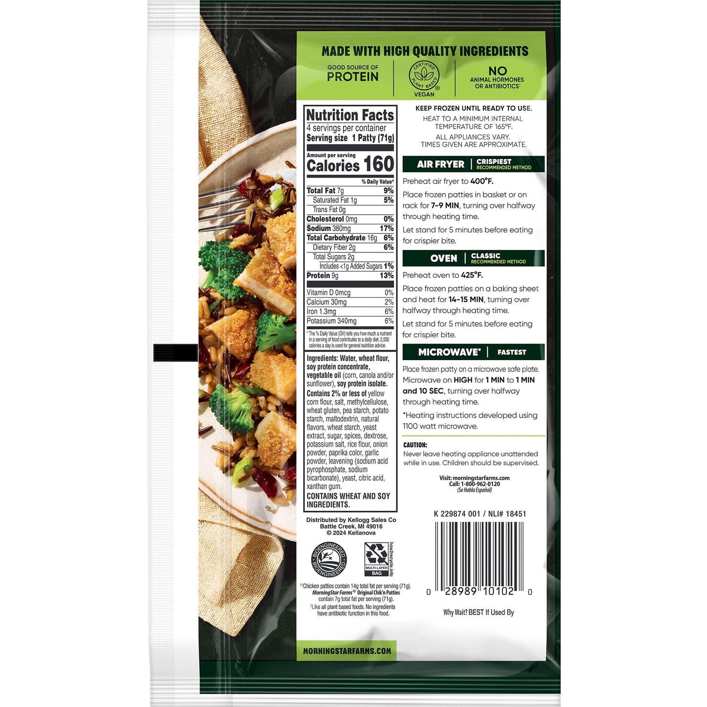 MorningStar Farms Plant Based Chikn Patties, Vegan Meat (4 Count)