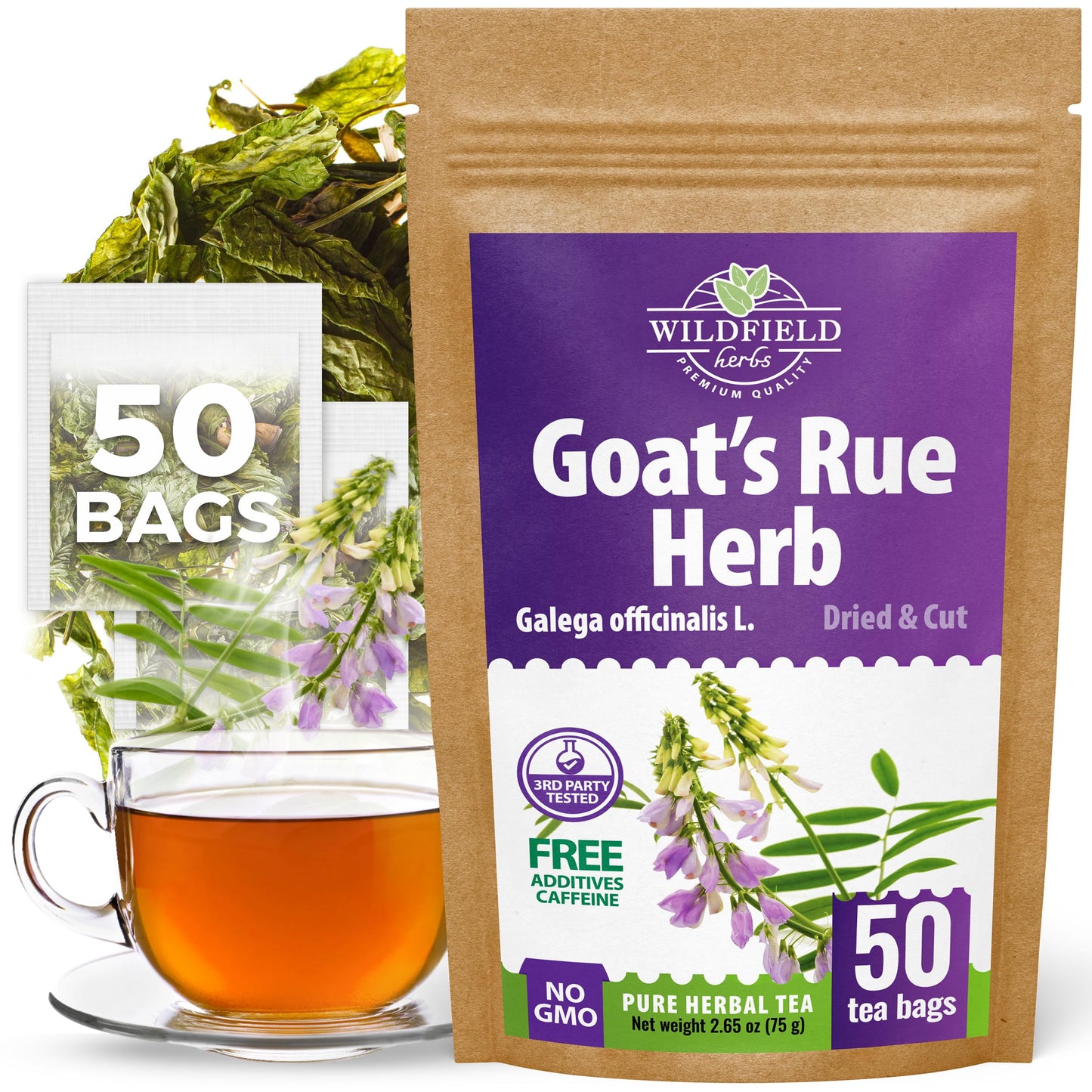 WILDFIELD HERBS Goats Rue Herbal Tea - 24 Count 2g Tea Bags