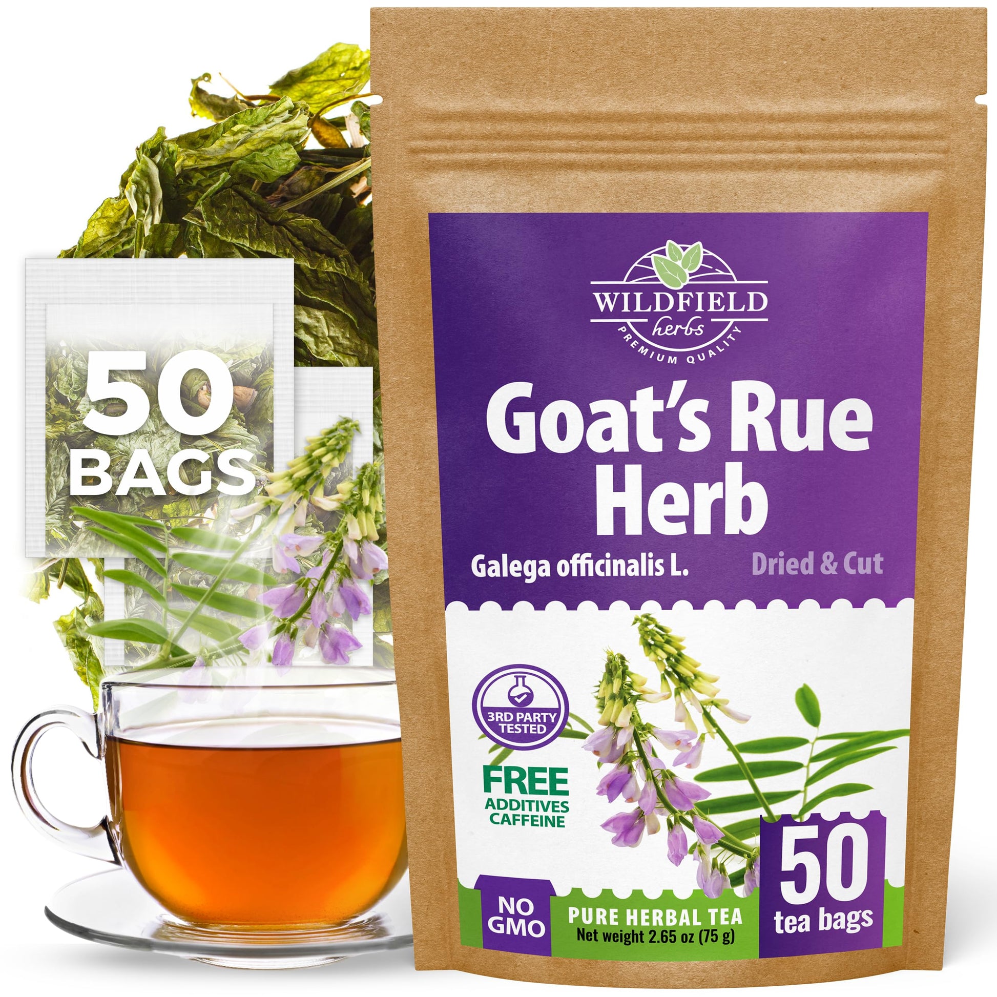 WILDFIELD HERBS Goats Rue Herbal Tea - 24 Count 2g Tea Bags