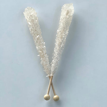 Classic Rock Candy Sticks, Sugar Rock Crystal Lollipops, Individually Wrapped (Pack Of 6, Clear White)