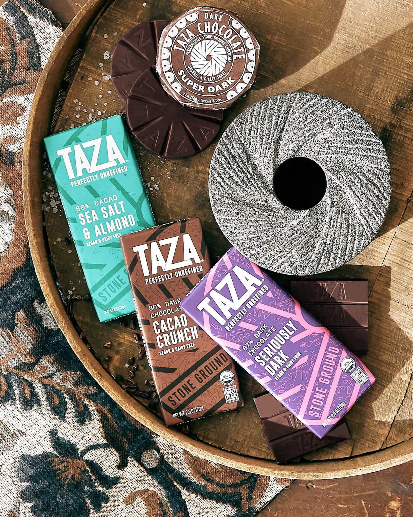 Taza Chocolate Organic Amaze Bar 95% Stone Ground  Wicked Dark with Almonds  2.5 Ounce (6 Count)  Vegan