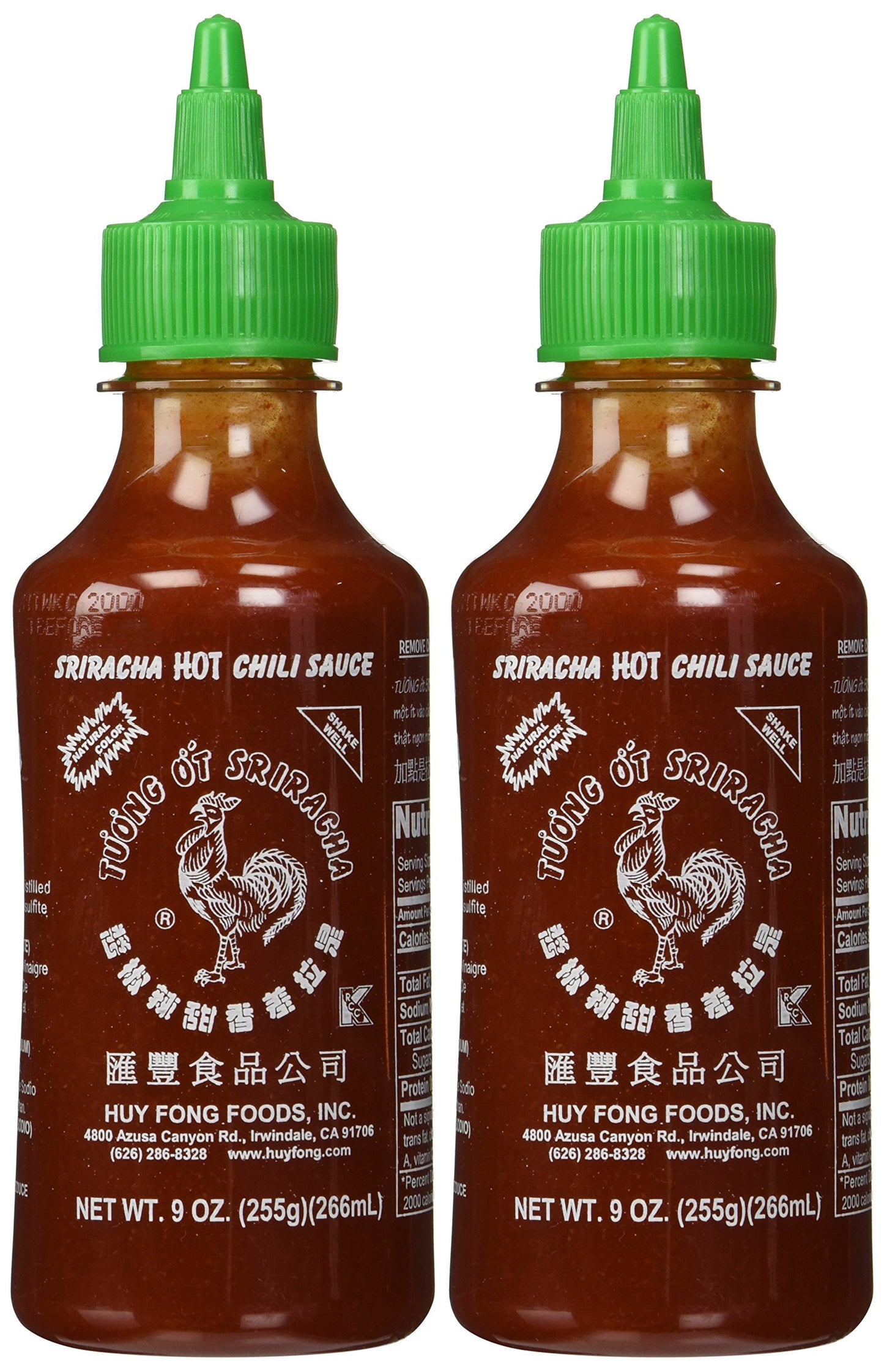 Huy Fong, Sriracha Hot Chili Sauce, 9 Ounce Bottle (2 Pack)
