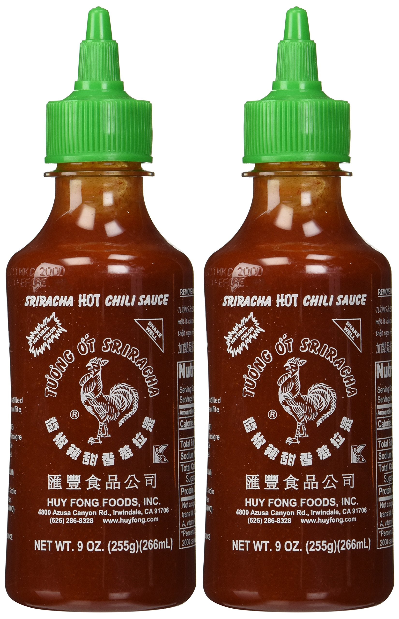 Huy Fong, Sriracha Hot Chili Sauce, 9 Ounce Bottle (2 Pack)