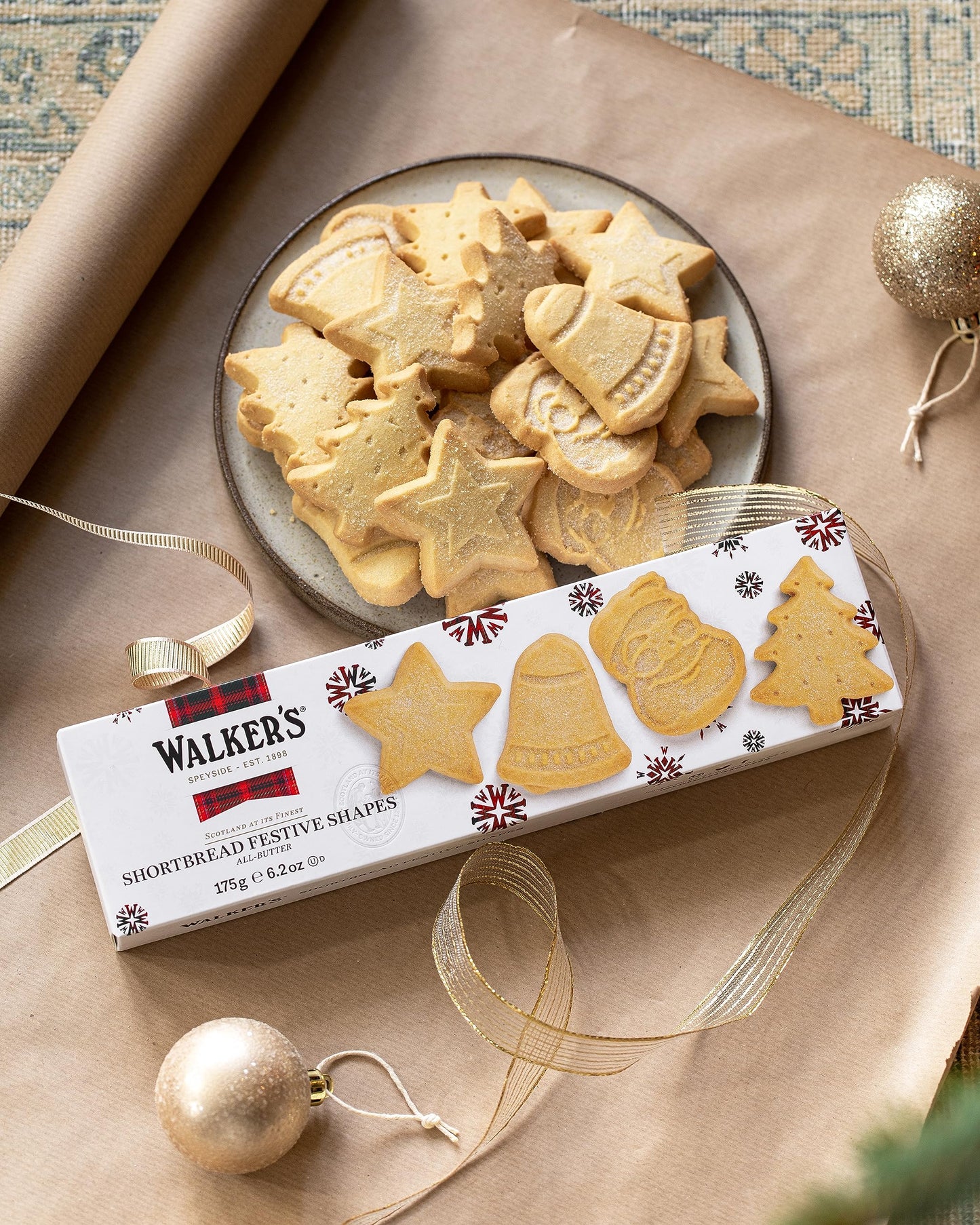 Walkers Shortbread Cookies, Assorted Festive Shapes, 6.2 oz