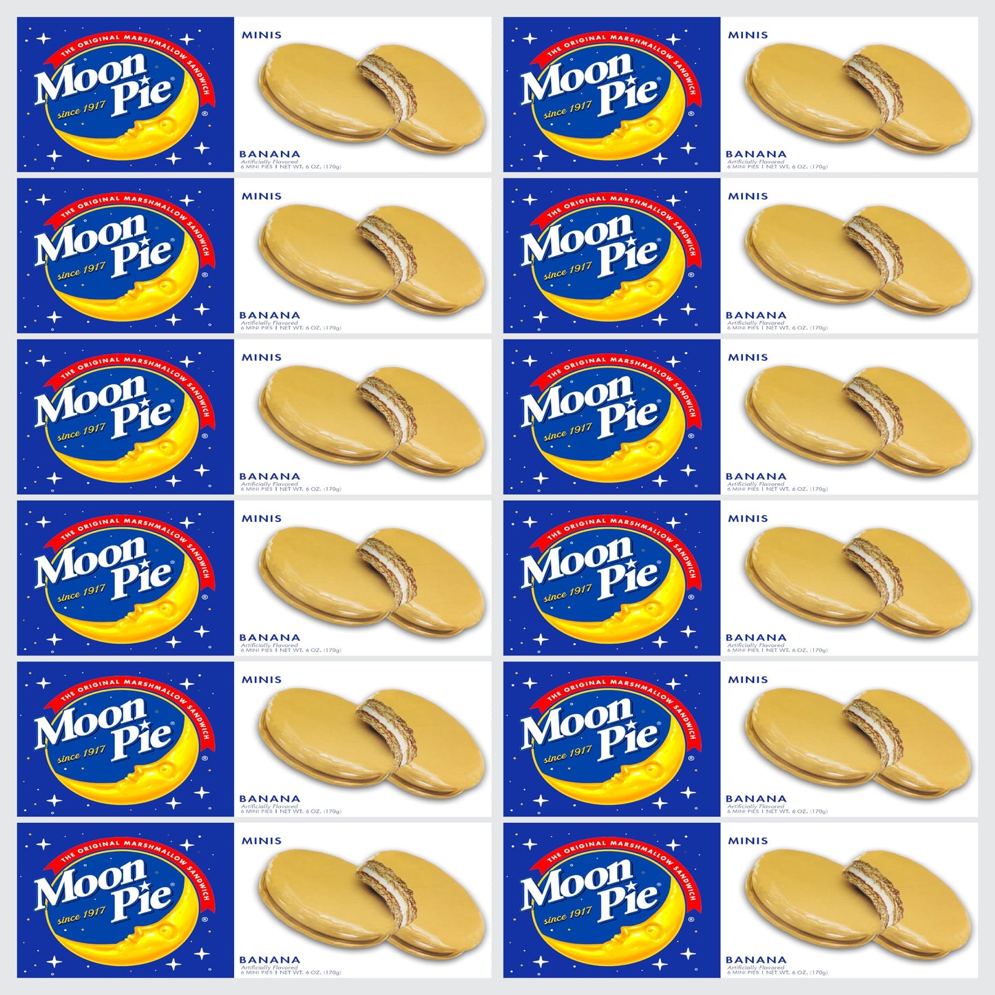 Mini Moon Pies - 72 Count (12 Boxes, 6 Each) Individually Wrapped - Bulk Snacks for Office, Staff, Clients, Meetings, Training, 
