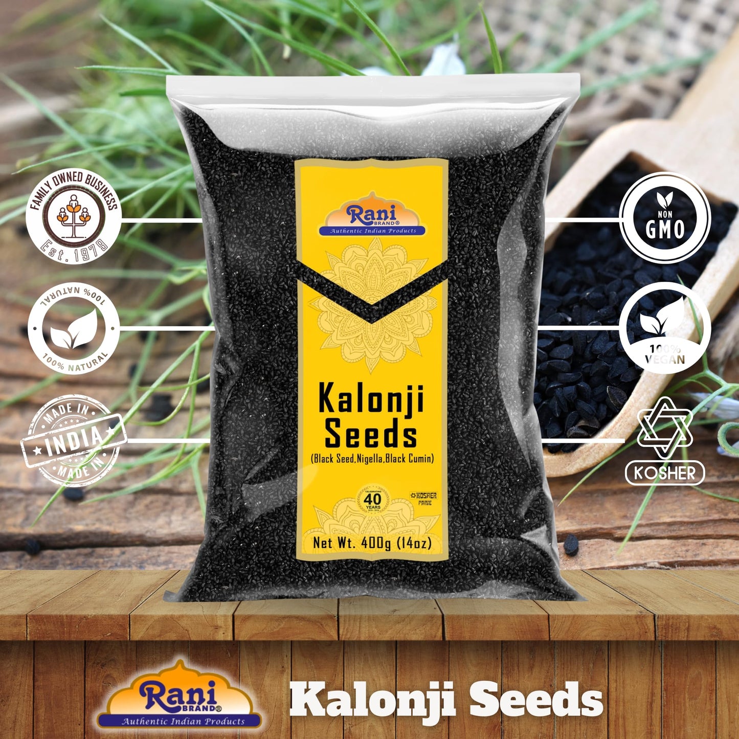 Rani Kalonji (Black Seed, Nigella Sativa, Black Cumin) Seeds 14Oz (400G) ~ All Natural | Gluten Friendly | Non-Gmo | Vegan | Ind