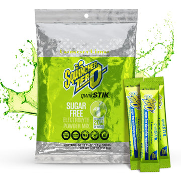 Sqwincher Zero Qwik Stik, Sugar Free, Low Calorie, Low Sodium Electrolyte Powder Hydration Drink Mix, Lemon Lime, .11 0Z Packet (Pack Of 50)