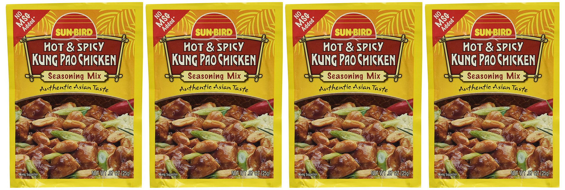 Sun-Bird HOT & SPICY KUNG PAO CHICKEN Asian Seasoning Mix, .87oz (4-pack)