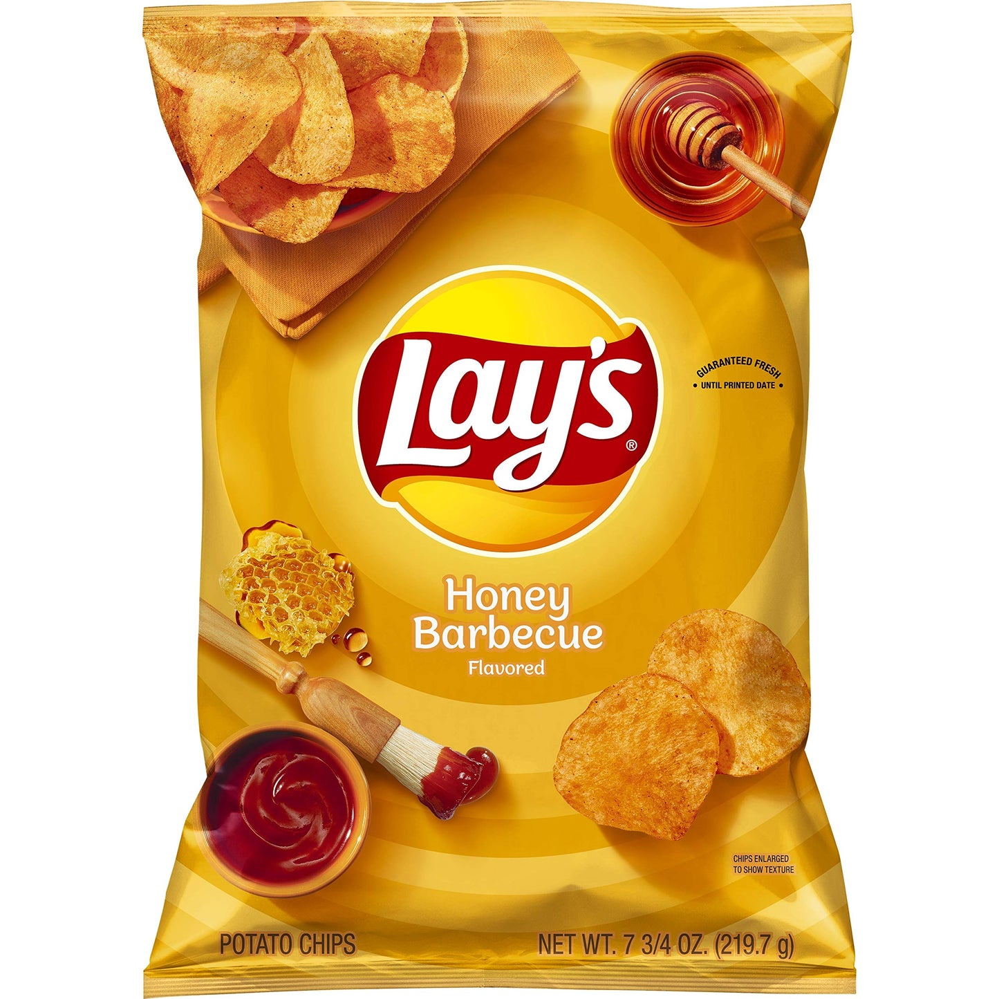 Lays Potato Chips, Honey Barbecue Flavored Snacks, 7.75oz Bag