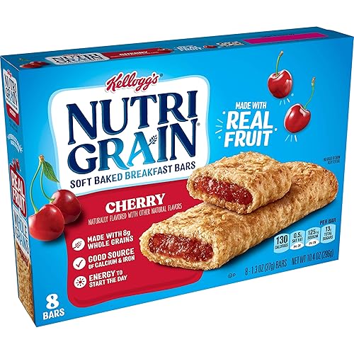 Nutri Grain Soft Baked Breakfast Bars, Cherry, Whole Grain, 10.4 oz (8 Count)