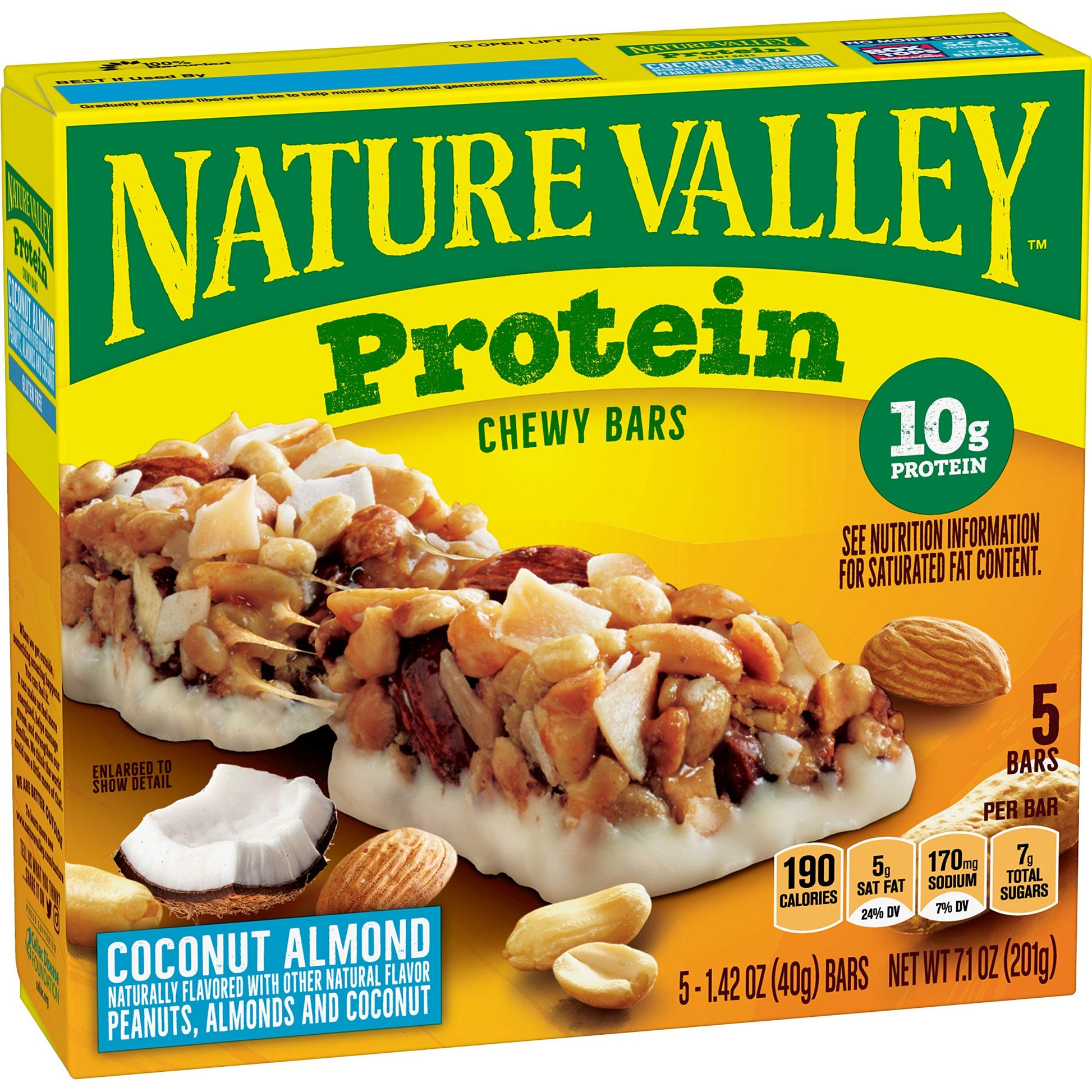 Nature Valley Chewy Granola Bar, Protein, Coconut Almond, 5 Bars, 7.1 Oz