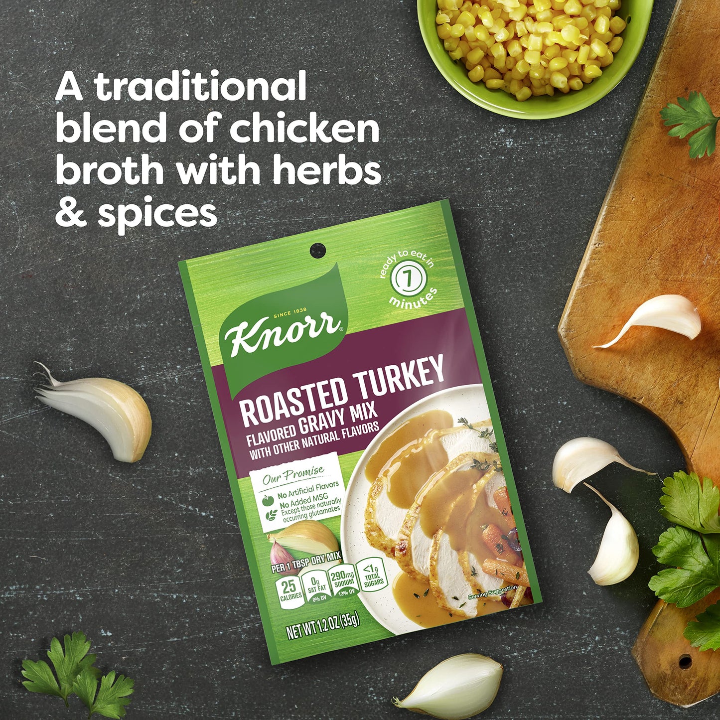 Knorr Turkey Gravy Mix For Delicious Easy Meals and Side Dishes Roasted Turkey Sauce and Gravy With No Artificial Flavors, No Ad