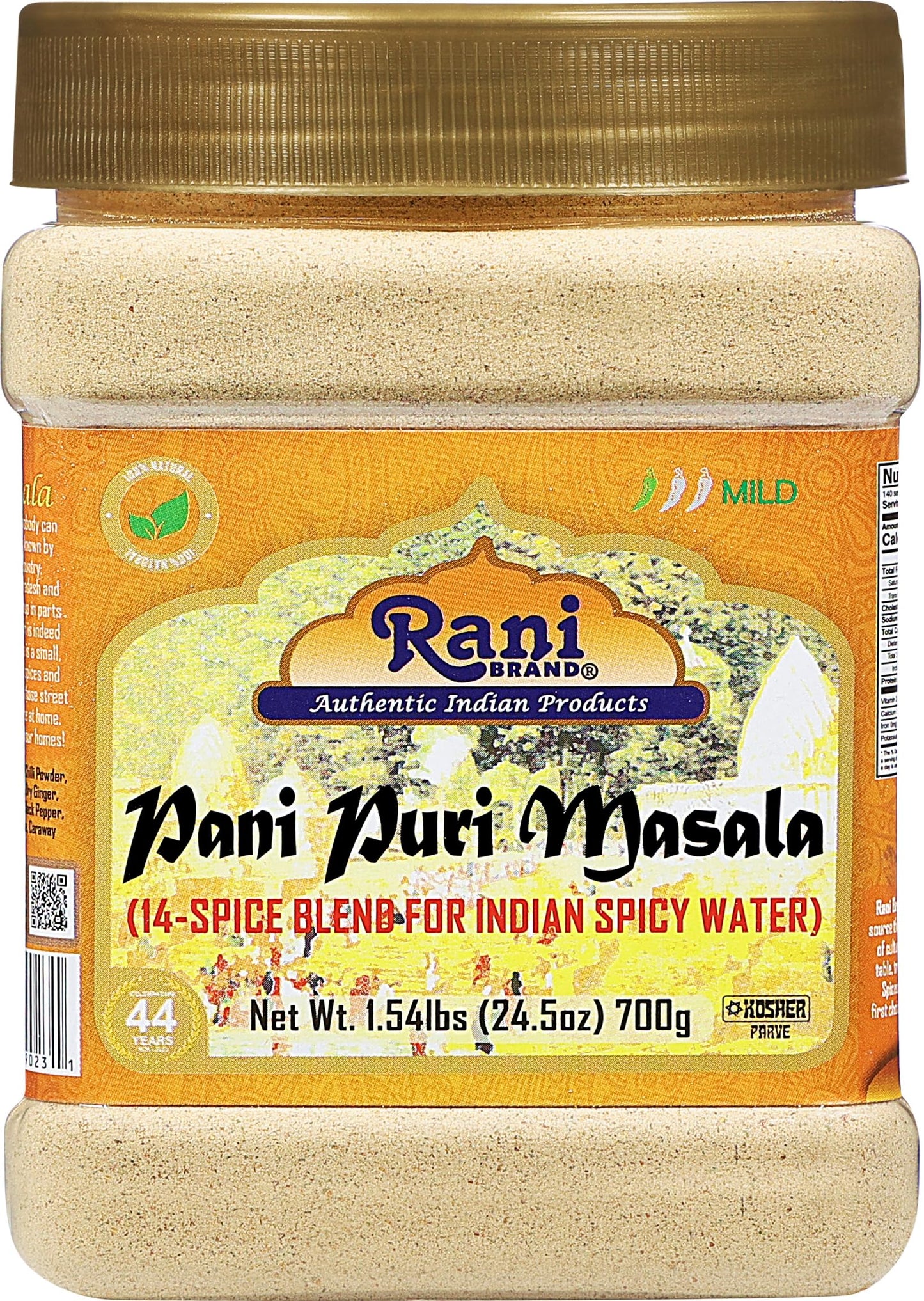 Rani Pani Puri Masala, 14-Spice Blend, 24.5oz, All Natural, Vegan, Gluten Friendly, Kosher, Indian Origin