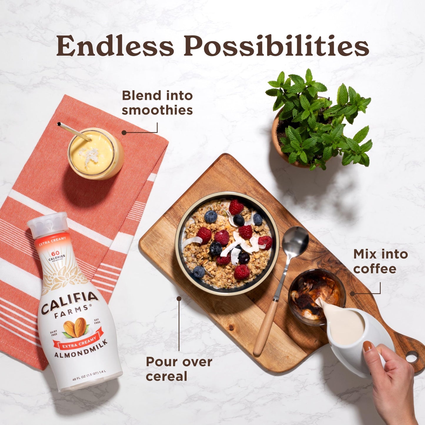 Califia Farms - Extra Creamy Almond Milk, 48 Oz, Dairy Free, Vegan, Plant Based, Vegan, Gluten Free, Non GMO, High Calcium, Smoo