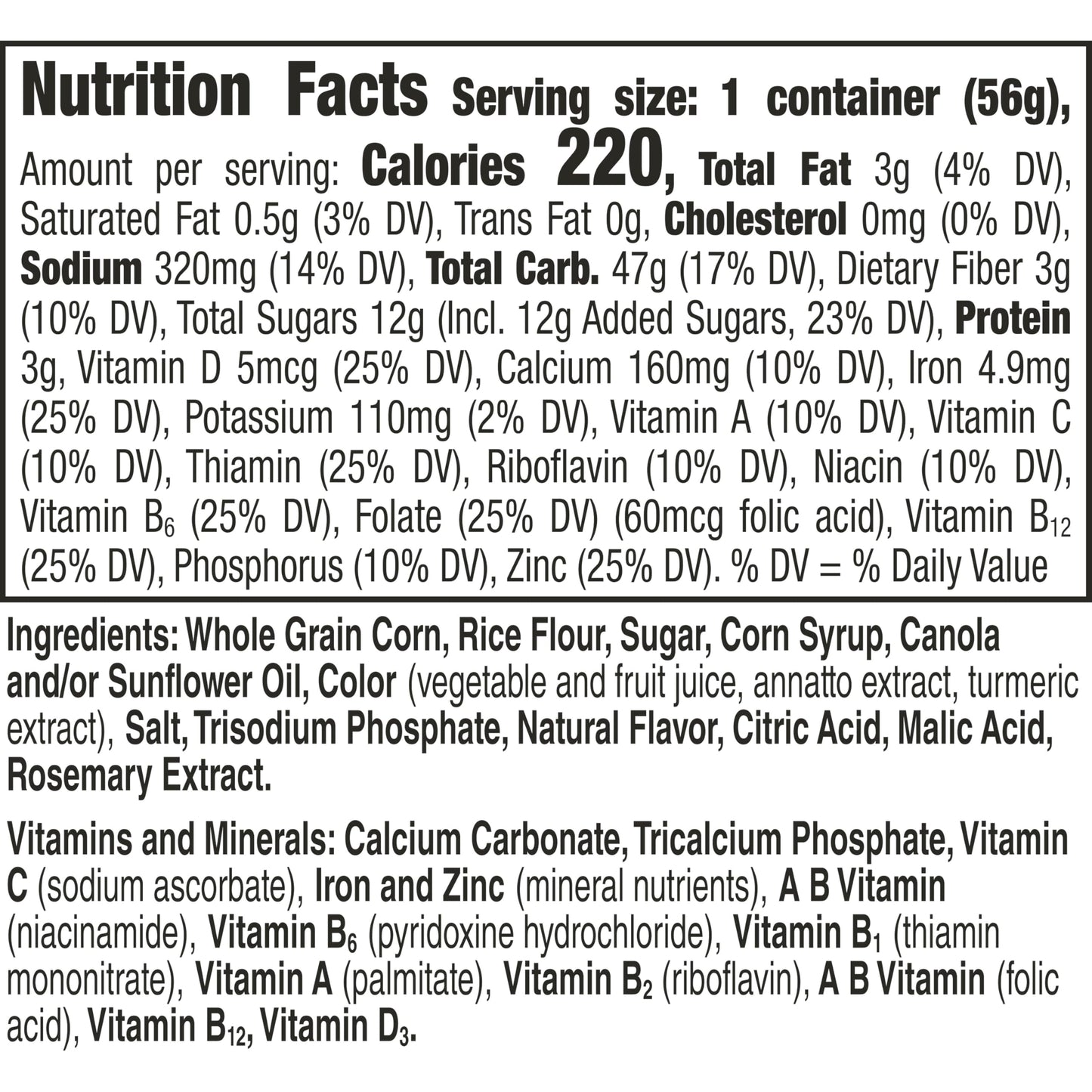 Trix Cereal 25% Less Sugar K12 2oz EQ Grain (60 ct) 2 oz