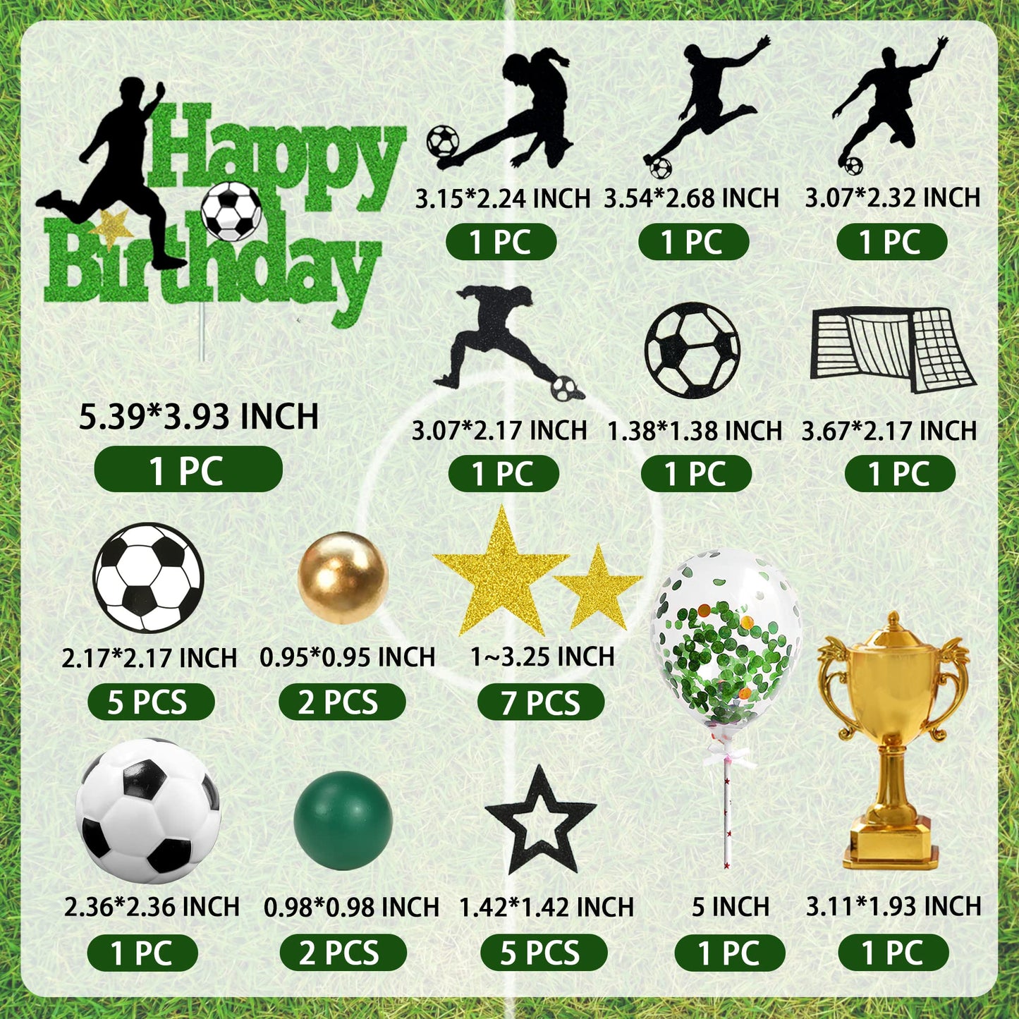 31 Pcs Soccer Cake Topper Decorations Soccer Ball Player Cake Decorations For Soccer Football Theme Birthday Sport Party Supplie