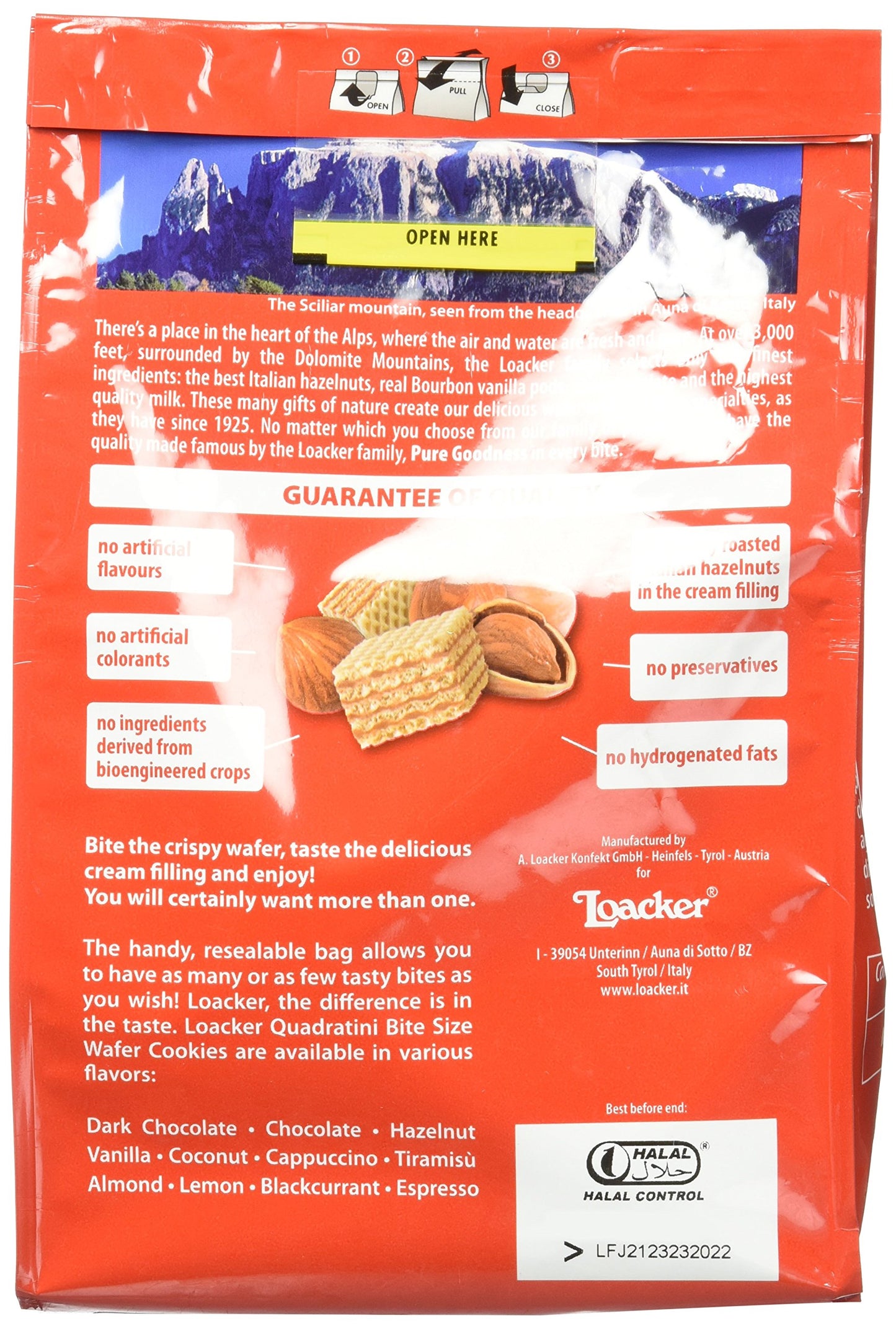 Loacker Quadratini Hazelnut Wafer Cookies, 8.82 Ounce