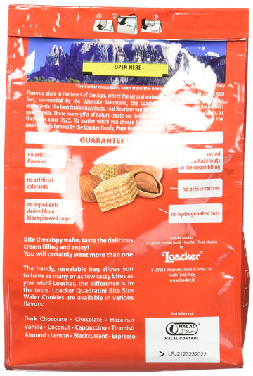 Loacker Quadratini Hazelnut Wafer Cookies, 8.82 Ounce