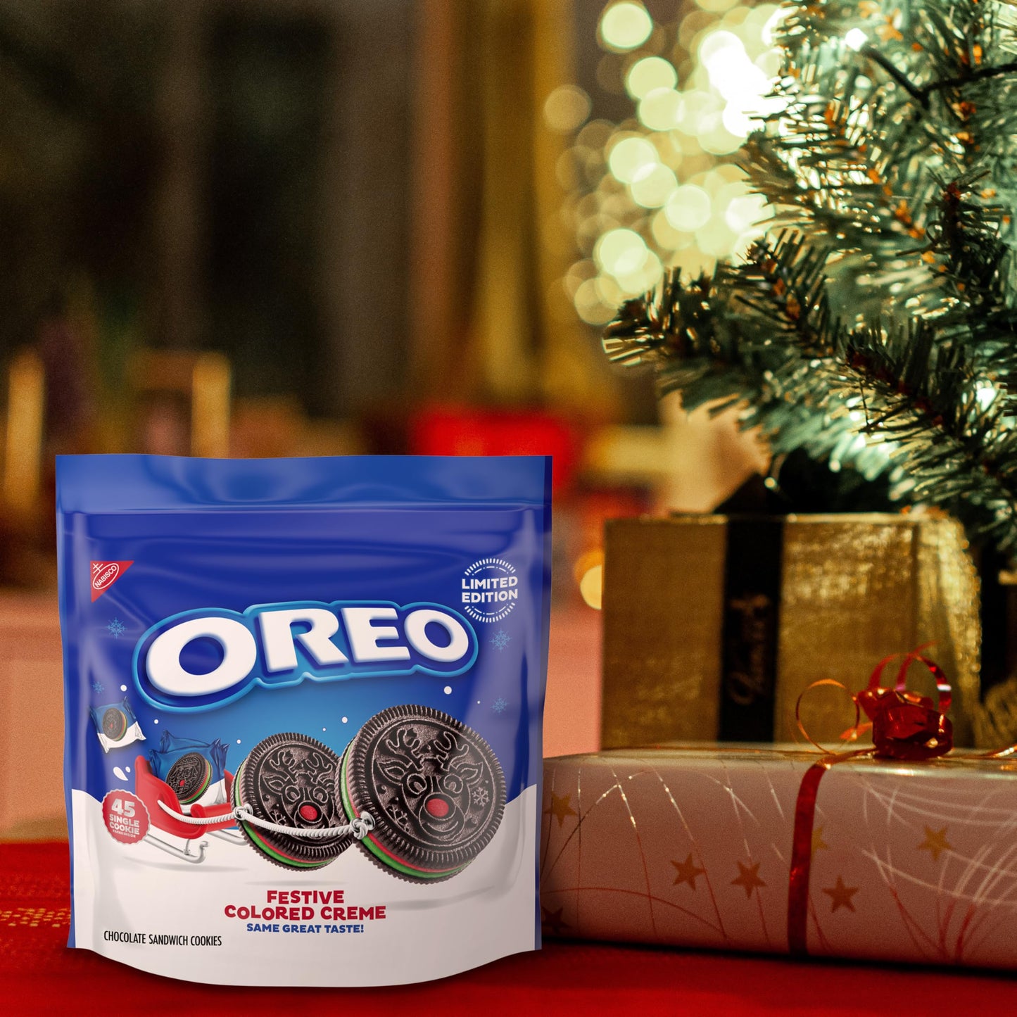Oreo Limited Edition Holiday Cookies, Red and Green Creme Sandwich, 22.88 OZ, 45 Snack Packs