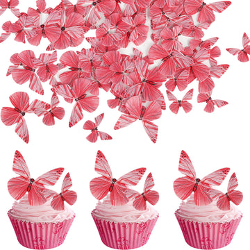 72PCS Edible Cupcake Toppers - Butterfly Cake Decoration - Edible Butterfly Cupcake Picks for Baby Shower, Kids Birthday Party -