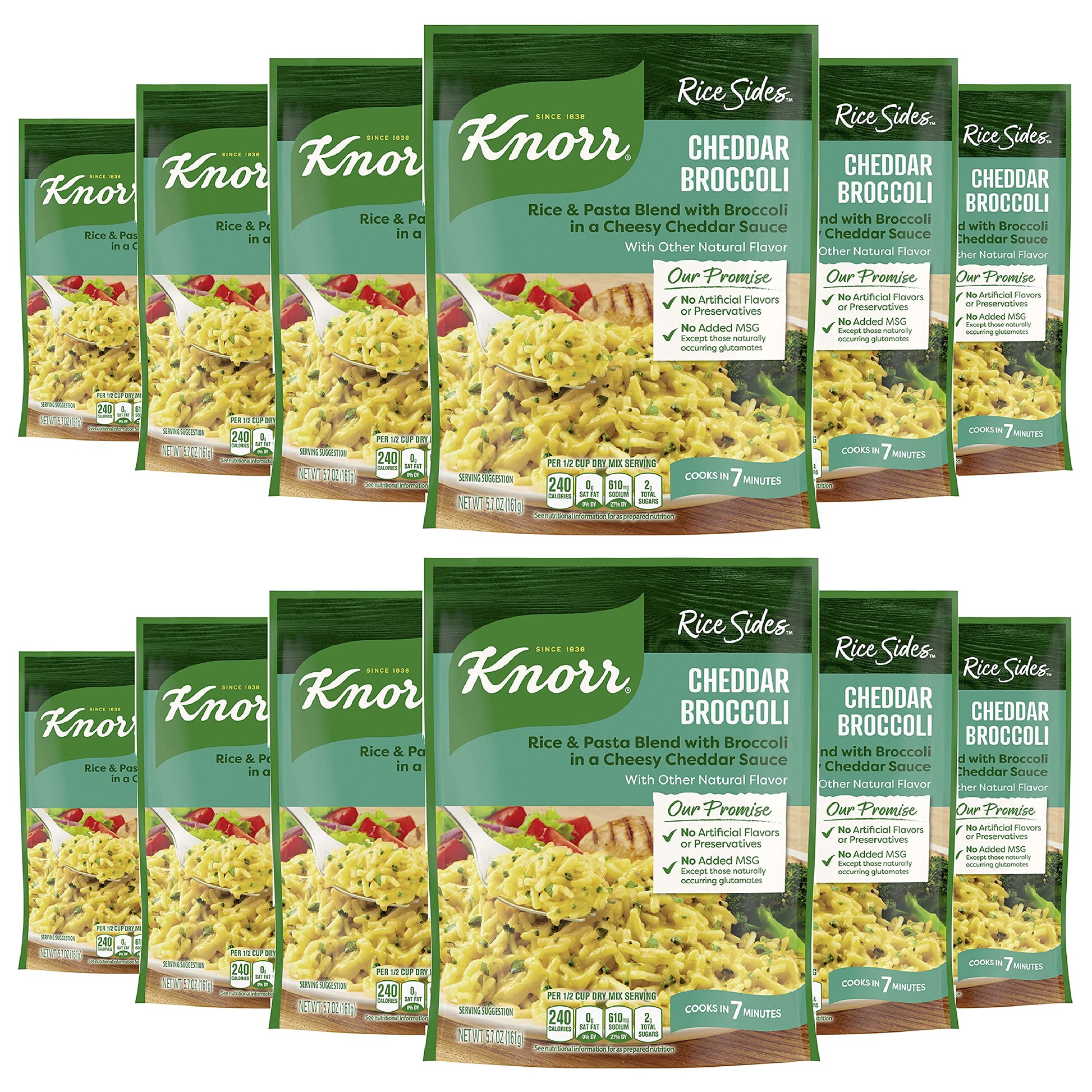 Knorr Rice Sides For A Tasty Rice Side Dish Cheddar Broccoli No Artificial Flavors, No Preservatives, No Added Msg 5.7 Oz, Pack Of 12