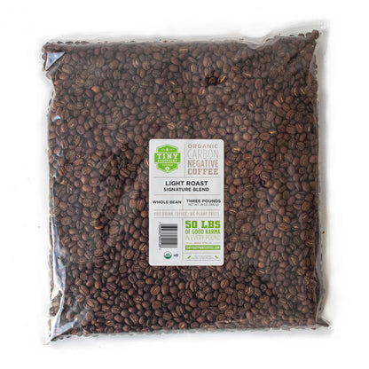 Tiny Footprint Coffee - Signature Blend, Light Roast, USDA Organic Coffee - Whole Bean Coffee, Fair Trade, Shade Grown & Carbon 