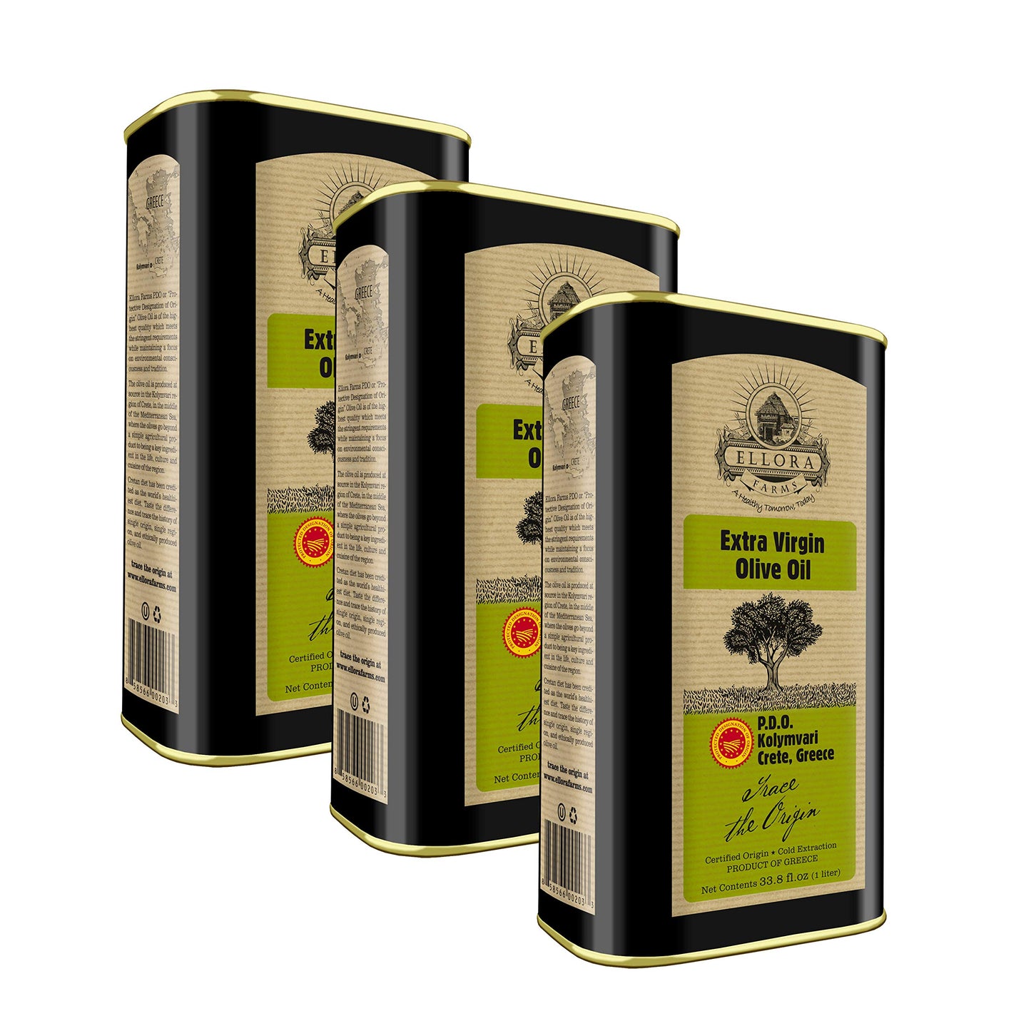 Ellora Farms, Certified Pdo Greek Extra Virgin Olive Oil, Traceable, Single Origin  Single Estate, Harvested In Crete, Cold-Pres