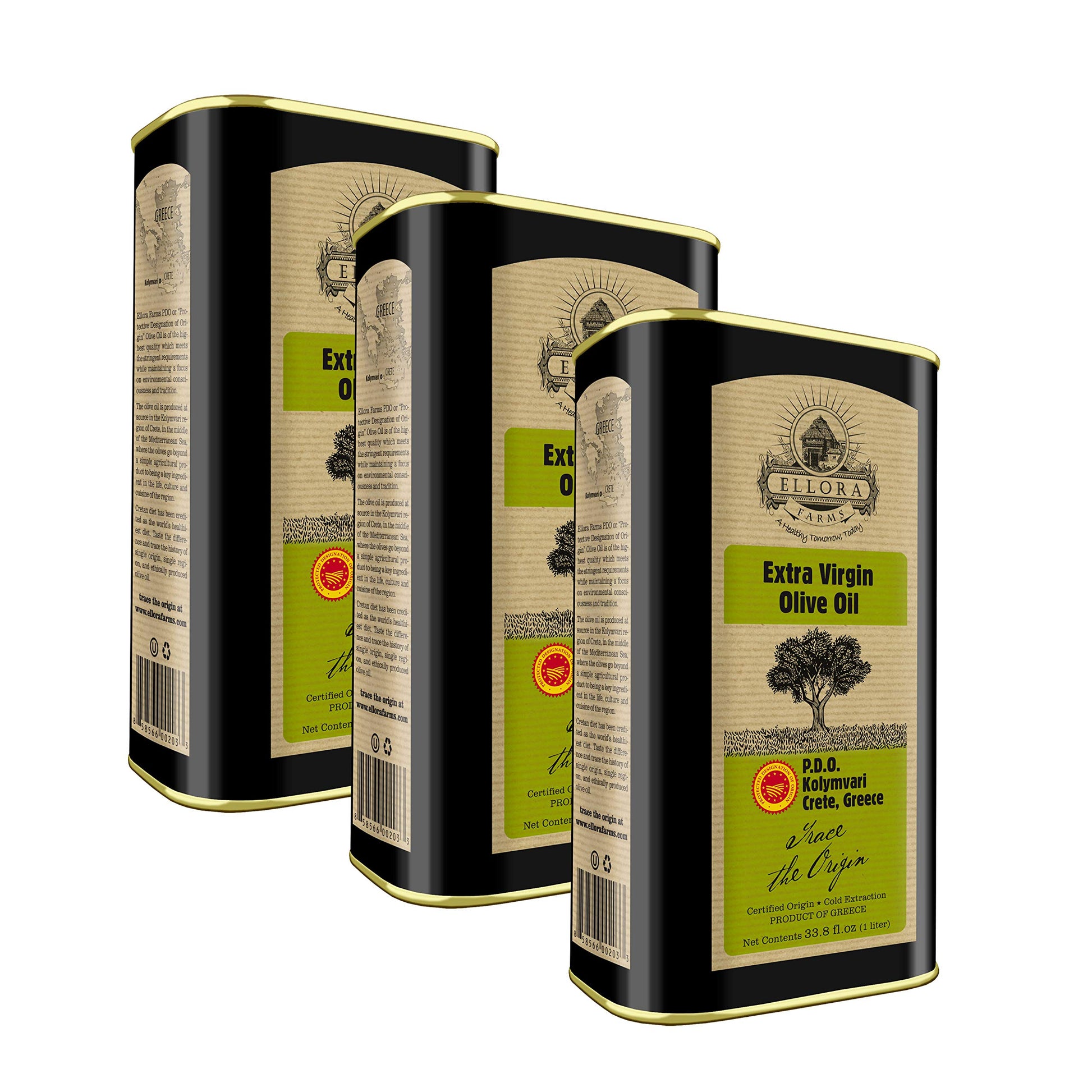 Ellora Farms, Certified Pdo Greek Extra Virgin Olive Oil, Traceable, Single Origin  Single Estate, Harvested In Crete, Cold-Pres