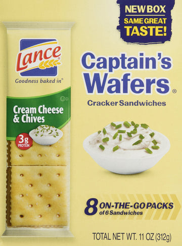 Captain'S Wafers Crackers, Cream Cheese And Chives ,11 Ounces (3 To Go Packs)