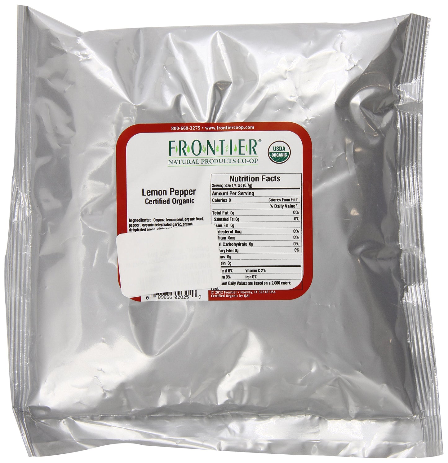 Frontier Co-op Organic Lemon Pepper, 1-pound Bulk Bag, Salt-free, Zesty and Pepper to Perk up any Dish