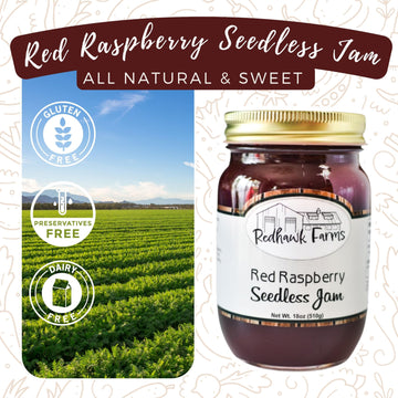 Redhawk Farms Seedless Red Raspberry Jam - All-Natural Raspberry Preserves With No Artificial Flavors Or Preservatives - Non-Gmo