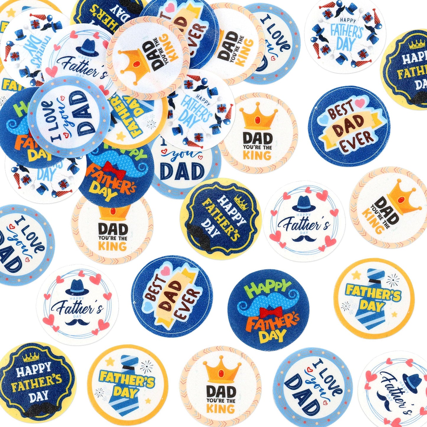 Ouksma Edible Rice Paper Cupcake Toppers, 56 Pcs, Dad-Themed Designs for Cake & Dessert Decorations