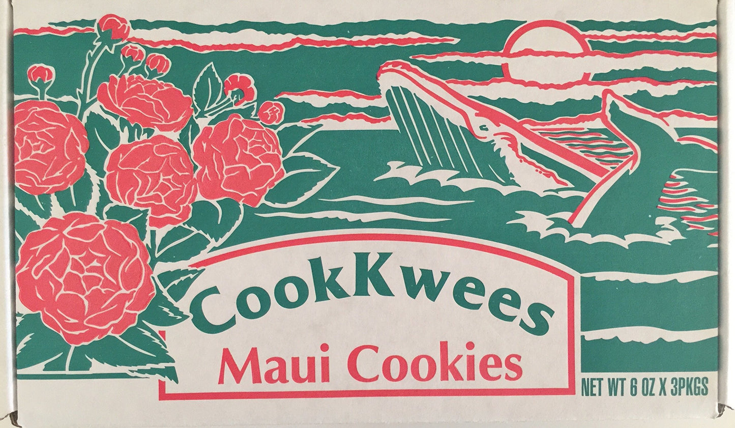 The Original Maui Cookkwees Hawaii Cookies 3 Pack- 6 Ounces Each (White Chocolate Macadamia Nut)